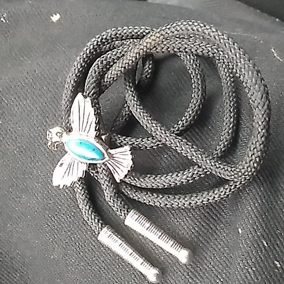 Turquoise eagle vintage western bolo tie - Picture 2 of 3